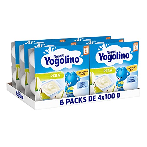 NESTLÉ YOGOLINO Pera, a partir de los 6 meses, Pack de 6 ( 4x100g) , Fórmula mejorada
