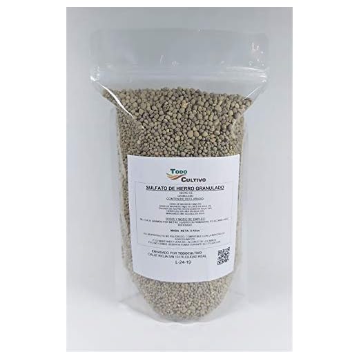 TODOCULTIVO Sulfato de Hierro granulado 5 Kilos. Abono de Fondo Utilizado para Tratar Las clorosis férricas o amarillamiento de Las Plantas.