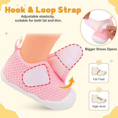 Image of FEETCITY Baby First Walking Shoes Wide Baby Shoes Infant Sneakers Newborn Crib Shoe Barefoot Lightweight Slip On Shoe
