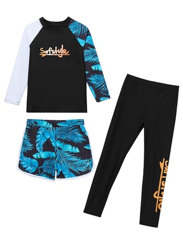 Yartina Kids Girls Rash Guard Swimwear Long Sleeve Swim Tops with Pants Shorts Set Summer Beach Sports Swimsuit3