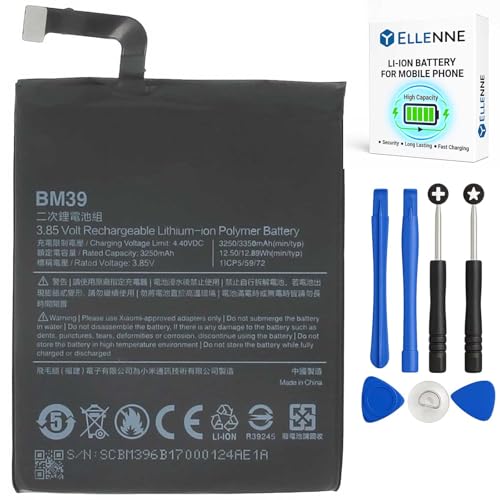 ELLENNE - Batería para Xiaomi MI6 MI 6 | BM39 | de 3250 mAh con kit de destornilladores incluido