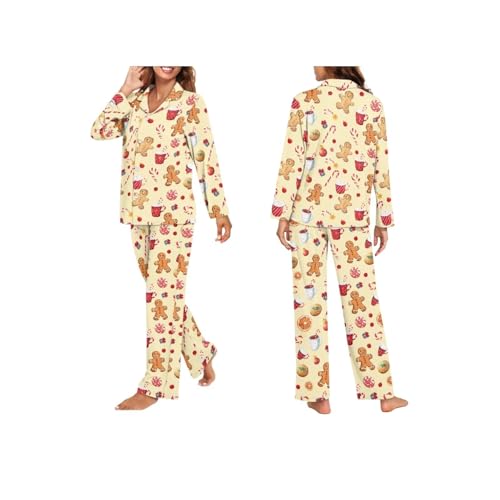 Family Pajamas Set for Daily or Holiday Wear Loose V-Neck Button Down Washable3