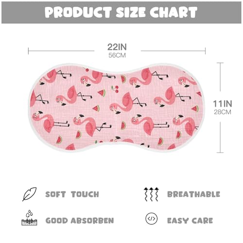 2 Pack Muslin Burp Cloths Flamingo Pink Cotton Baby Burp Cloths Soft Burping Cloth Absorbent Spit Up Rags for Newborn Baby Boys Girls, Large 22" x 11"2