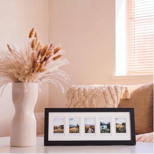 Image of Namalu 2pcs 2 x 3 Multi Pictures Frame Collage Wall Decor with 5 Openings | Hanging Mini Film Photo Wall Frames, Black Wood, 15.8 x 6.3 Inches, Wall Decoration Gifts for Display Birthday Wedding