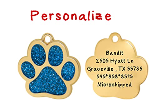 Stainless Steel Dog ID Tag Personalized Dog Tag Rhinestone Dog Tag Bling Dog Tag Stainless Steel Paw Shaped Dog Tag With Rhinestones-AM4 (Green)