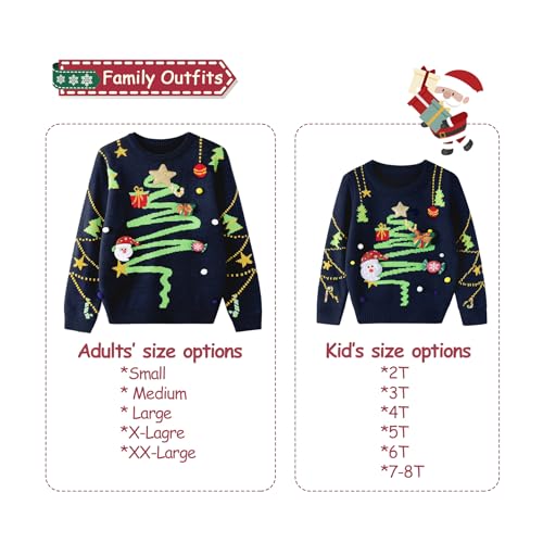 Image of Simplee kids Family Matching Christmas Sweaters, Ugly Pullover, 2T-2XL