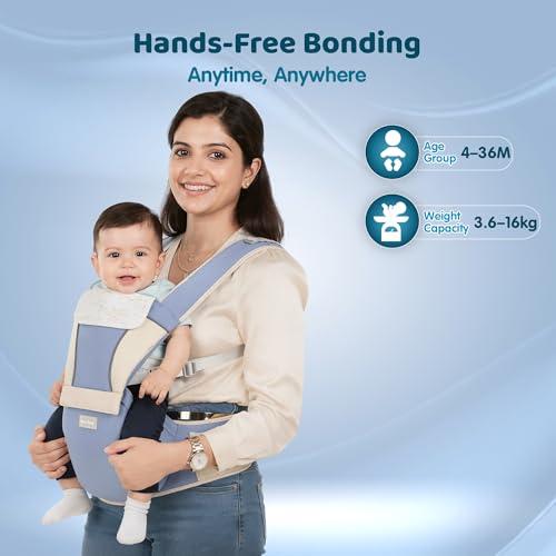 Image of 1st Step 5 in 1 Hip Seat Baby Carrier with 5 Carry Positions, Detachable Hip seat, Padded Waist Belt for 4 to 36 Months Baby, Adjustable New-Born to Toddler Carrier, Max Weight Up to 16 Kgs (Blue 2)