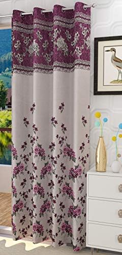 F2L Jute Curtains for Door 7 Feet Long | Medium Window Curtain | Yarn Weaved Parda | Modern Parde for Living Room Bedroom | Screens with Eyelet Ring | Hypoallergenic (Pink, 1pc Only)