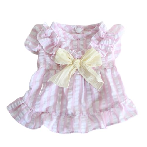 JPETTOペット服 かわいい 犬服 ワンピース 春夏 猫服 犬の洋服 スカート レース ドレス 蝶?び 日焼き防ぐ 通気性 お姫様 祝い 記念撮影 小型犬 中型犬 お散歩25-22SS24 A#ピンク XL
