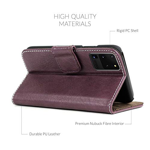 Snugg Samsung Galaxy S20 Wallet Case – Leather Card Case Wallet With Handy Stand Feature – Legacy Series Flip Phone Case Cover In Amethyst Purple #TOP1