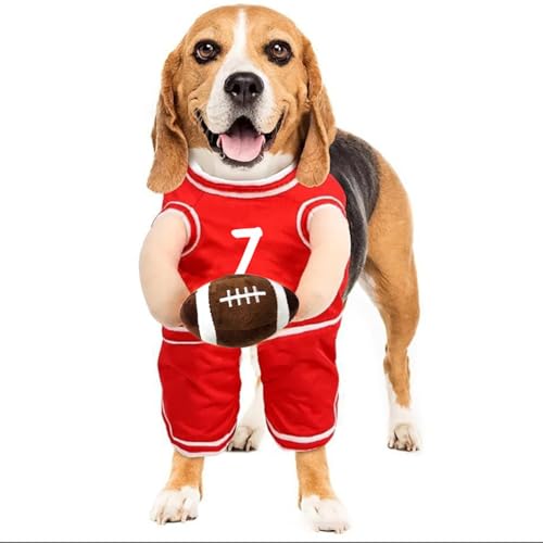 Hund Kostüm Mit Ball, Hund Halloween-Kostüm, Hund Spieler-Kostüm Mit Ball, Lustiges Haustier-Sporttrikot Mit Verstellbaren Trägern, Cosplay-Halloweenkostüme Für Hunde