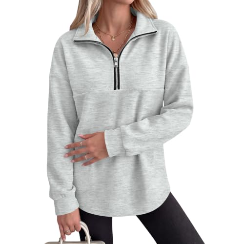 Quarter Zip Pullover Women Athletic Y2k Mockneck Oversized Sweatshirt - image 3