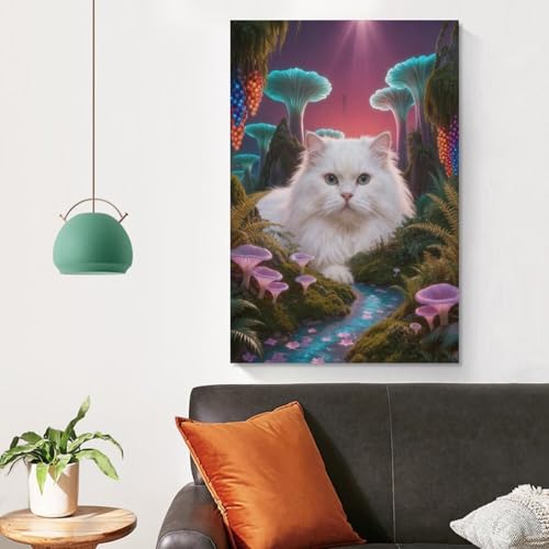 Cuadro de gato angora turco para quitar el vacio de tu salon 4