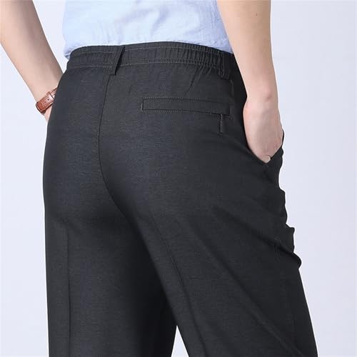 Mens Elastic Waist for Seniors Pants Expandable Waist Flat Front Pant Classic Fit Flat Front Dress Trousers3