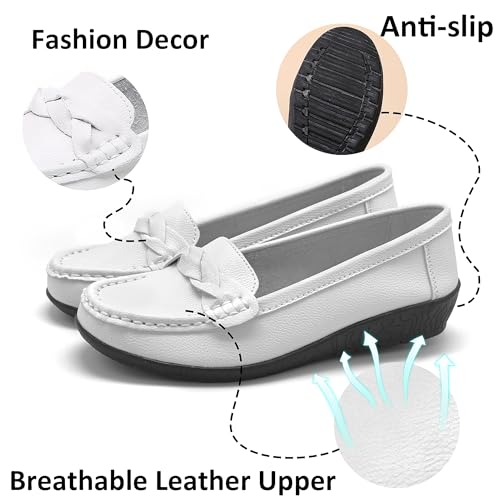 Image of Women Loafers Flexible Breathable Slip-On Comfortable Sole Low Wedge Loafers for Women Ladies Shoes for Walking