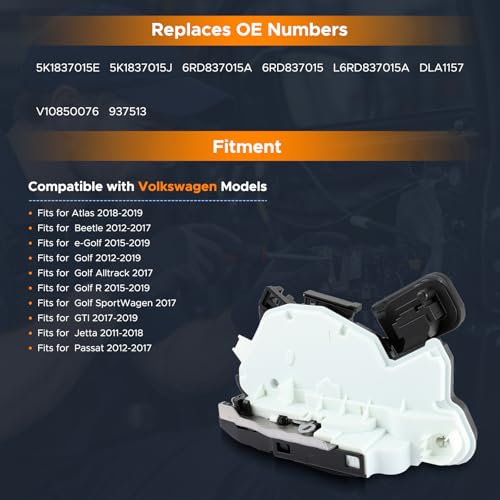 Image of Front Left Driver Door Lock Actuator Compatible with VW Jetta 2011-2018