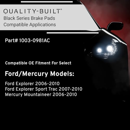Image of QUALITY-BUILT Rear Ceramic Brake Pads, Black Series 1003-0981AC, Compatible with 2006-2010 Ford /Mercury (Explorer,Explorer Sport Trac,Mountaineer)