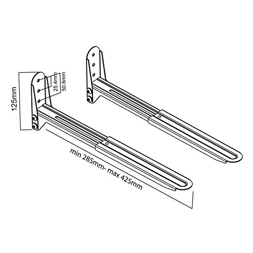 Maclean MC-776 B B Mikrowellenhalter Mikrowellenhalterung bis 20kg Einstellbare Länge Grillofen Kaffeautomat Wandhalterung