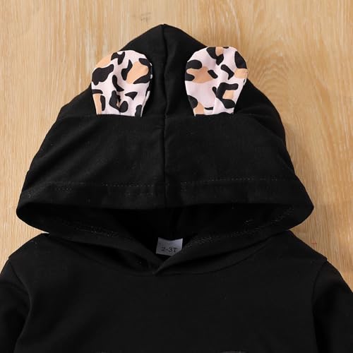Image of 2PC Girls Clothes Girl letter and Floral print Hooded Set, letter print Top +Floral print Pants Set