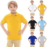 RGDYPKO Teen Boys Classic Polo Shirt Short Sleeve School Uniform Shirts Button Closure Collared Shirts for Kids 8-15 Years
