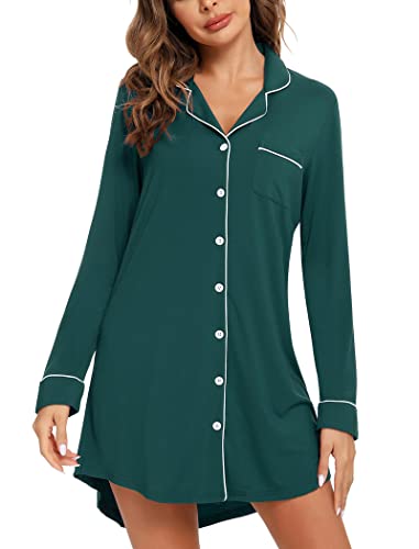 Image of Leikar Nightgowns for Women Button Up Labor Delivery Gown Sleep Shirts