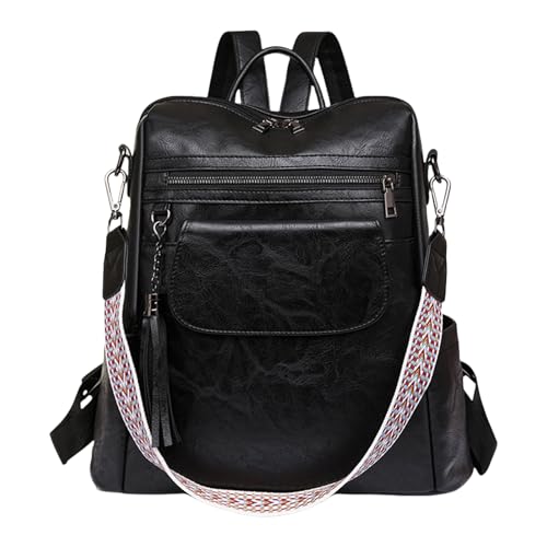 Sac à dos et bandoulière en cuir PU pour femme à grande capacité