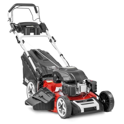 GREENCUT GLM880X - Cortacésped Gasolina 173cc 7,5CV, autopropulsado, Corte rápido y fácil para Jardines Grandes o medianos 2000m2, Ancho 53cm, Recogida y Mulching 4 en 1, Altura Ajustable, Saco 65L