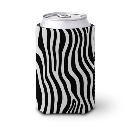 Enfriador de latas de cerveza, líneas verticales onduladas abstractas en negro y blanco, para cubrir cerveza, enfriador de cerveza, soporte de bebidas aislado suave para fiestas, playa, eventos, hogar