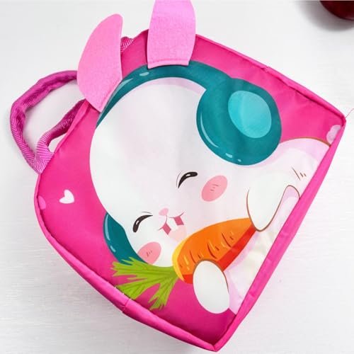 Image of 3D Printed Insulated Lunch Bag | Hot & Cold Leak Proof Thermal Tiffin Storage Bag for Office, School, Kids (Pink Rabbit)