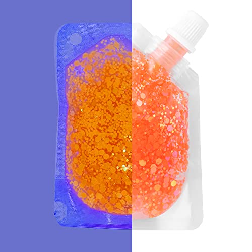 Meicoly Glow In The Dark Body Face Glitter Gel,Luminous Halloween Sequins Chunky Glitter, Self-Adhesive Neon Uv Blacklight Glitter For Body Face Hair Festival Sparkling Body Glitter For Women,Orange #TOP1