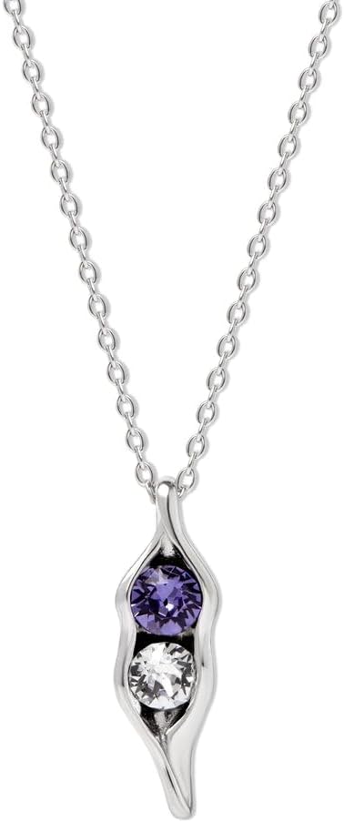 EVE'S ADDICTION Two Peas in a Pod Necklace (16" chain) - Custom Pea in a Pod Birthstone Silver Tone Necklace - Birthstone Jewelry - Push Present - Gifts for Mom