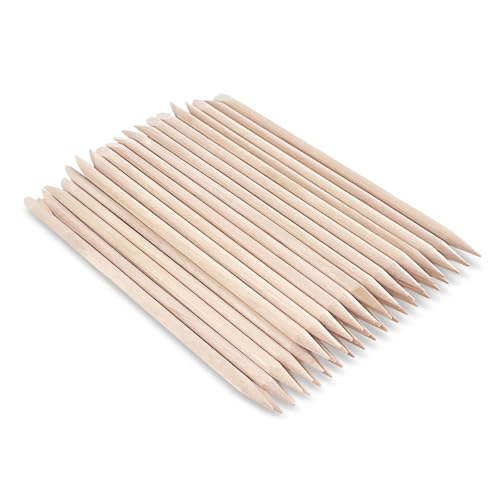 50 Pcs Orange Wood Sticks for Nails 4.5 Cuticle Sticks Double Sided Nail Tools for Manicure and Pedicure