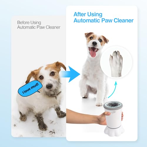ALL FOR PAWS Automatischer Pfotenreiniger, 2 Reinigungsgeschwindigkeiten, Weiche Borsten, Abnehmbar, USB Aufladbar für Kleine und Mittlere Hunde
