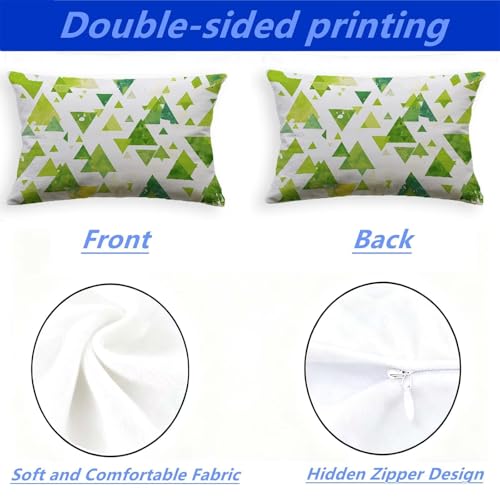 Housse de Coussin Vert 70x90cm Velours Lot de 2 Géométrique