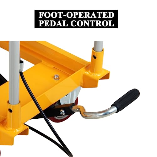 Hydraulic Lift Cart, 9" to 28.5" Lifting Height 500lbs Capacity Lift Table Cart with Foldable Handle and 4 Wheels, Manual Scissor Lift Table Fits for Material Handling and Elevating