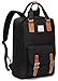 VASCHY School Backpack for Men and Women, Unisex Vintage Water Resistant Casual Daypack Rucksack Bookbag for College Fits 15inch Laptop Black