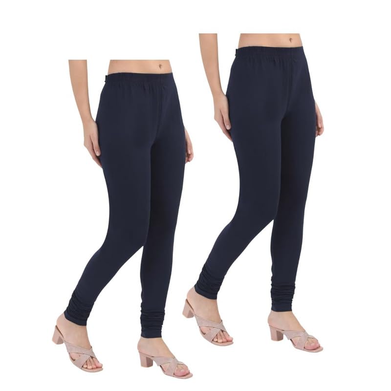 The Perky Arrey Womens Navy Blue Ankle-Length Leggings – Pack of 2 | Elasticated High-Rise Waist | Soft Stretchable Fabric | Solid Everyday Wear for Casual, Workout & Daily Use-picture-20
