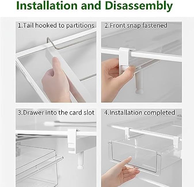 vacane Upgraded Refrigerator Drawers Organizer - Pull Out Fridge Bins with Handle, Extra-Long 19.5 Stretchable and Deep Storage