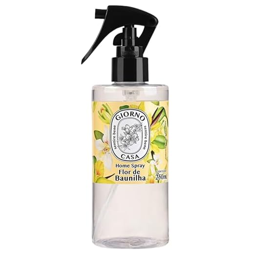 Sprays de Ambiente com Perfume (Aromatizador de Ambientes), Flor de Baunilha, Giorno Casa, 250 ml, Amarelo