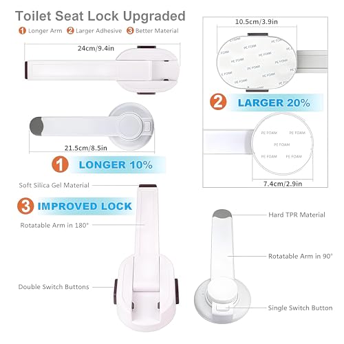 Image of Toilet Locks Baby Proof - Premium Baby Proof Toilet Seat Lock with Double Button Design, Durable ABS Material, Easy Installation Toilet Lock for Toddlers - Ultimate Toilet Baby Proofing Solution