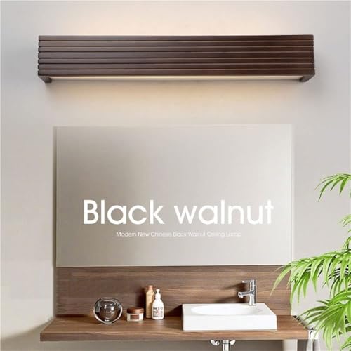 Lampada da Specchio per Il Trucco a LED Nera Moderna da 45 cm - Applique da Parete Rettangolare per Bagno e Trucco