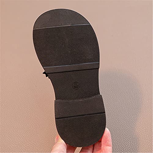 Kids Girls Mary Jane Shoes Little Kid Comfortable School Shoes Rhinestone Pearl Bowknot Dress Shoes (Black, 2.5 Big Kids)4