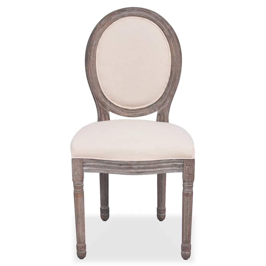 Set di 2 sedie da sala da pranzo in lino color crema con seduta imbottita