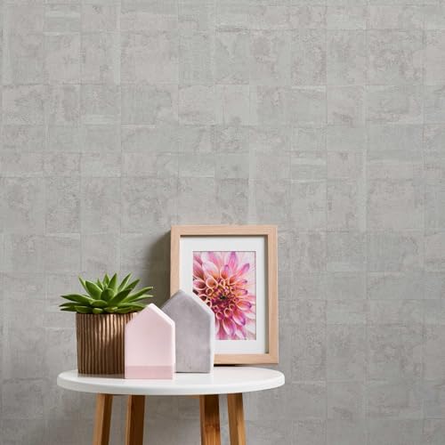 Papier peint facile à poser pour masquer les défauts du mur avec effet relief argenté