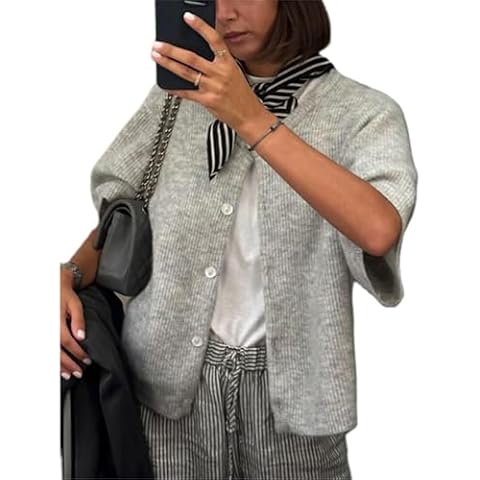 Felcia Women's Knitted Crop Cardigan Sweater Cover