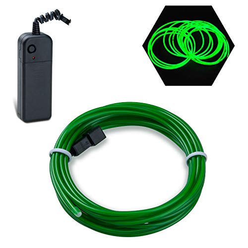 Podazz Flexible EL Fil Tube Néon Light Avec Contrôleur 3 Modes LED Lumière De Voiture Dance Partie De Mariage Bar intérieur et extérieur Décor (Vert jade, 9 Pi) Cover