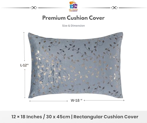 Image of RD TREND Velvet Rectangular 12 x 18 Inches Cushion Covers Set of 2 | Throw Pillow Covers for Sofa, Bed & Living Room | Perfect for Home Decor Grey
