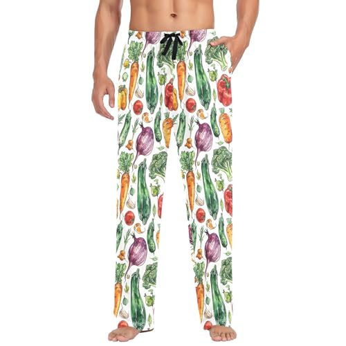 Vegetables Men's Pajamas Pants Cotton Sleep Bottoms Pants Lounge Sleepwear - S