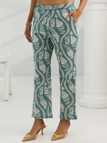 Image of Libas Womens Printed Cotton Straight Kurta With Trousers | daily wear suit