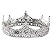 Freebily Königin Krone für Damen Krone Royal Kostüm Zubehör Abschlussball Tiara Barock Vintage Kristall Perle Braut Hochzeit Tiaras Geburtstag Party Runde Kronen Silber One Size